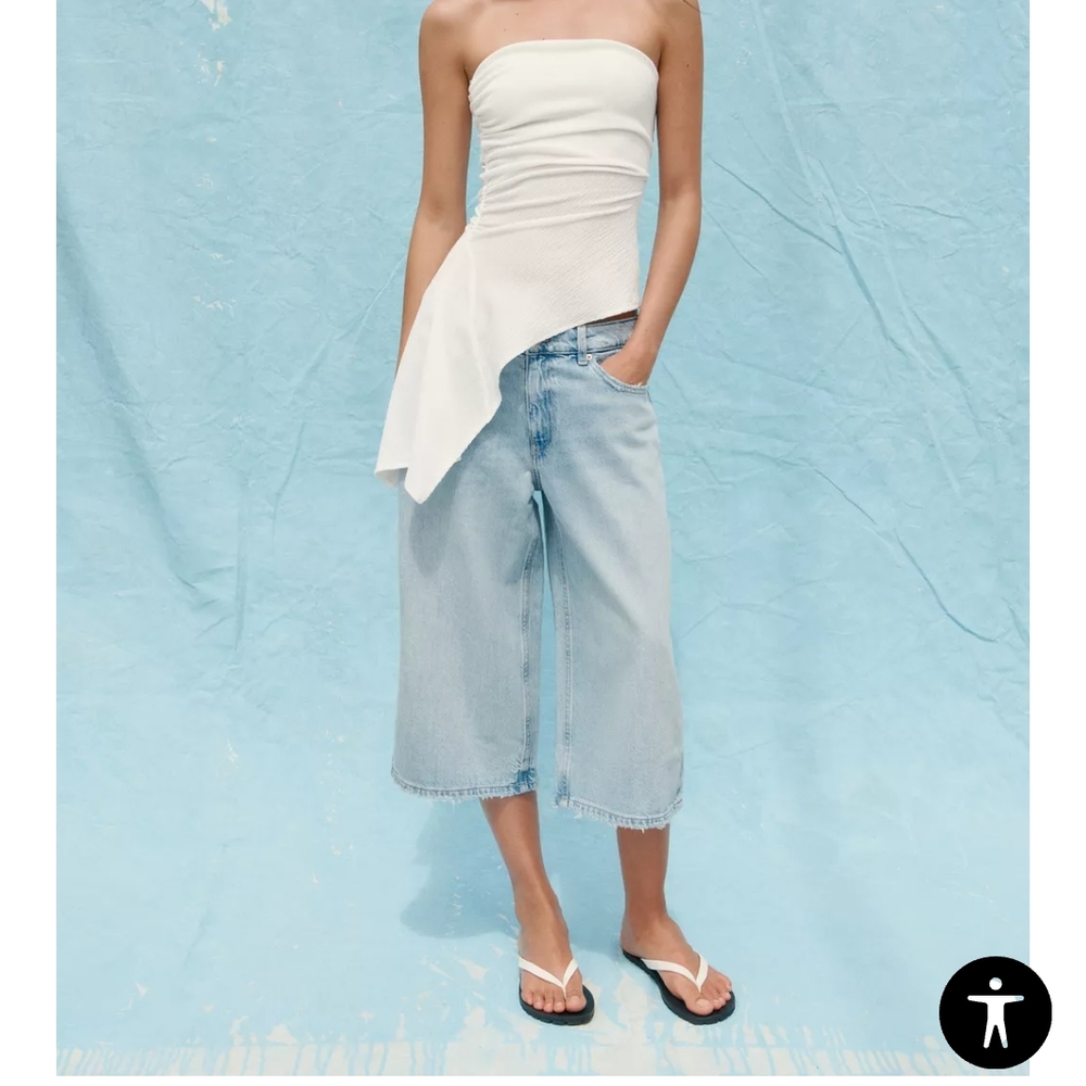 Zara White Asymmetric Tank Top